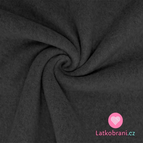 Bavlněný fleece jednobarevný antracitový melanž 