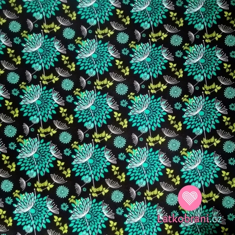 Teplákovina potisk rozfoukané chmýří pampelišky na abstraktním květinovém podkladu