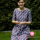 Úplet potisk šťastné lišky mezi nepravidelnými puntíky na šedé