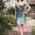 Viskózový úplet bordura mrakodrapy v šedo - mintové