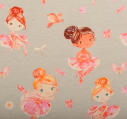 Úplet potisk baletky na světle šedé, BIO