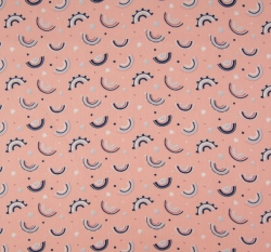 Bavlněný popelín potisk duhy na růžové