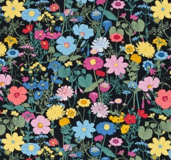 Úplet potisk vintage luční kvítí na černé 