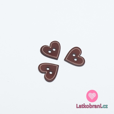 Knoflík vánoční srdíčko hnědé tmavší