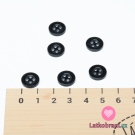 Knoflík,kulatý, čtyřdírkový, černý 12 mm