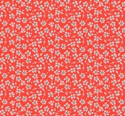 Úplet potisk jemné kytičky na červeném podkladu