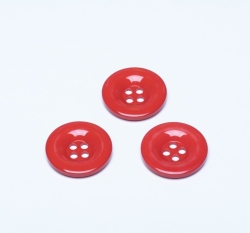 Knoflík hladký, lesklý, červený 30mm
