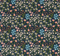 Úplet potisk luční kvítí na tmavě modré