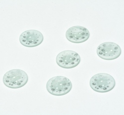 Knoflík kulatý, světle mintový se stříbrnými bublinkami - větší