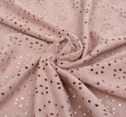 Úplet s dírkovanou výšivkou (madeira) jednobarevný starorůžový