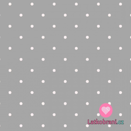 Úplet potisk bílé puntíčky na šedé 
