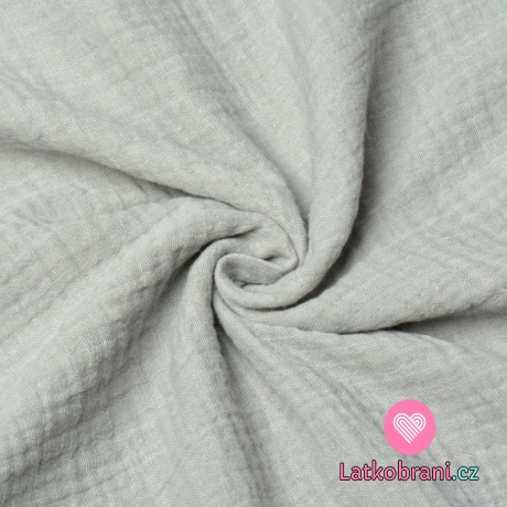 Dvojitá gázovina / mušelín jednobarevná šedá, BIO