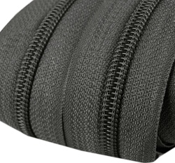Metrážový zip spirálový 5 mm šedá tmavá