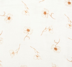 Dvojitá gázovina / mušelín květy na bílé 