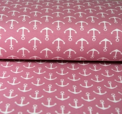 Teplákovina kotvičky bílé na starorůžové