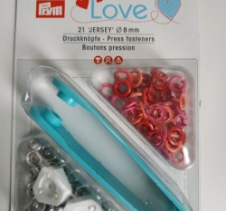 Knoflíky stiskací JERSEY PRYM LOVE růžové, oranžové, červené
