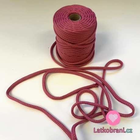 Šňůra kulatá oděvní PES 7 mm starorůžová tmavší
