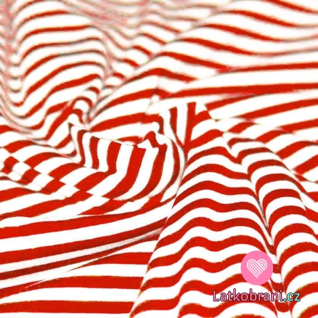 Viskózový úplet stejně široké proužky červená - bílá