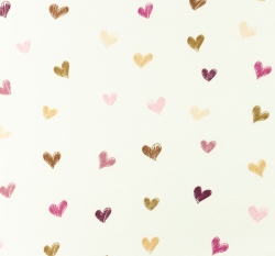 Úplet potisk malovaná srdíčka do růžova na bílé