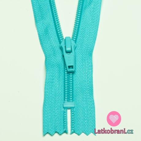 Zip spirálový nedělitelný tyrkysový světlejší 18 cm