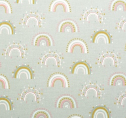 Bavlněný flanel potisk barevné duhy na šedé