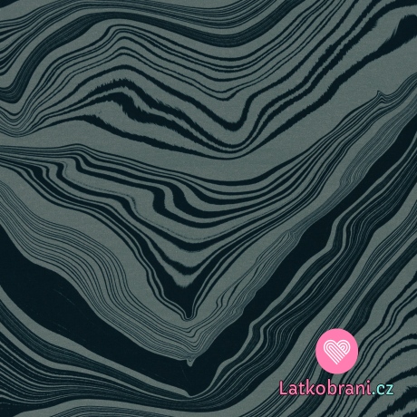 Teplákovina s příměsí modalu potisk abstraktní vrstvy na tmavší mintové