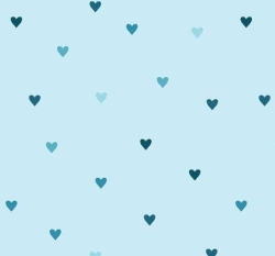 Úplet potisk modrá srdíčka na modré