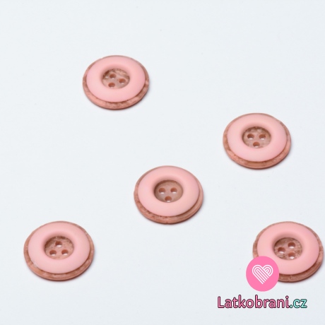 Knoflík s ozdobným okrajem růžový 18 mm