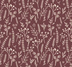 Úplet potisk bílé větvičky na vínové, BIO 