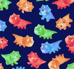 Úplet potisk barevní dinosauři na námořnické modré 