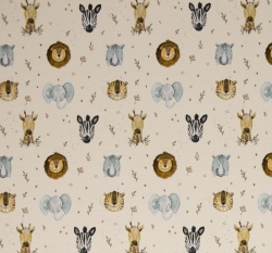 Úplet potisk safari zvířátka na béžové 
