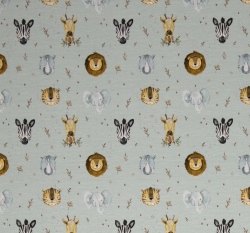 Úplet potisk safari zvířátka na pastelově modré 