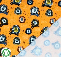 Teplákovina potisk počesaná lev na hořčicové