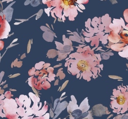 Softshell s fleecem potisk květy na námořnické modré