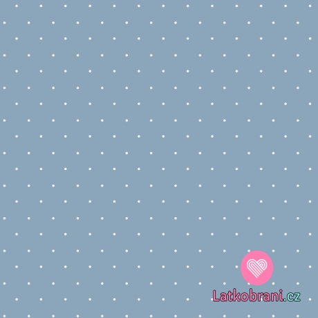 Úplet potisk bílé puntíčky na modré jeans 