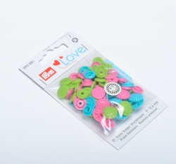 Patentky plastové Color snaps PRYM LOVE - květinky růžovozelené
