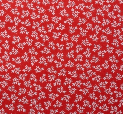 Bavlněný popelín potisk větvičky na červené