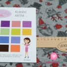 Teplákovina potisk zimní, vánoční sobi, sněhuláci, perníčky, stromečky na šedém melé