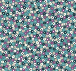 Úplet potisk drobné barevné kytičky na zeleném podkladu