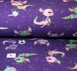 Teplákovina veselá dračice na fialové