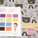 Bavlněné plátno lesní zvířátka na fialovo - šedé 