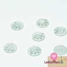 Knoflík kulatý, světle mintový se stříbrnými bublinkami - větší