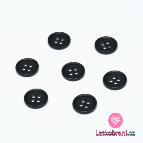 Knoflík kulatý, matný, černý s vystouplým okrajem