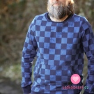 Teplákovina tmavě modrá kostka na královsky modré 