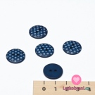 Knoflík kulatý potisk drobné kytičky na modré tmavší 17 mm