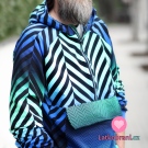 Teplákovina potisk pestrobarevný cik-cak, lehce počesaná