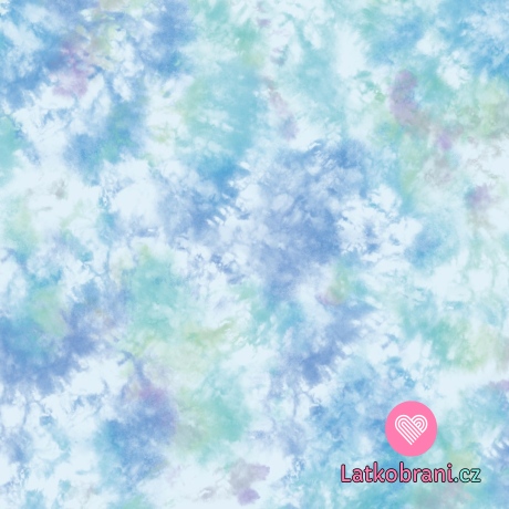 Úplet potisk batika na světlé aqua 