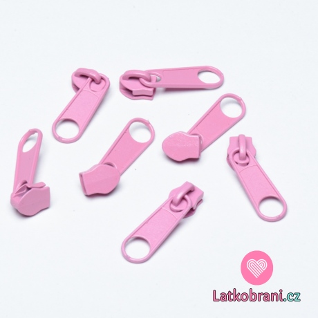 Jezdec k metrážovému zipu 5 mm Růžová