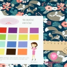 Softshell potisk lištičky mezi květy na tmavě modré 