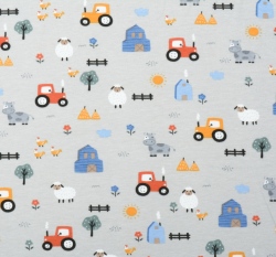 Úplet potisk farma na šedé